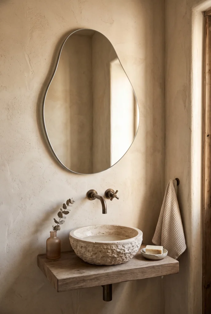 Asymmetrical Stone Mirror