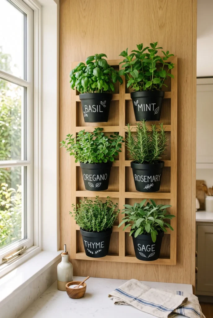 Chic Kitchen Herb Garden Wall