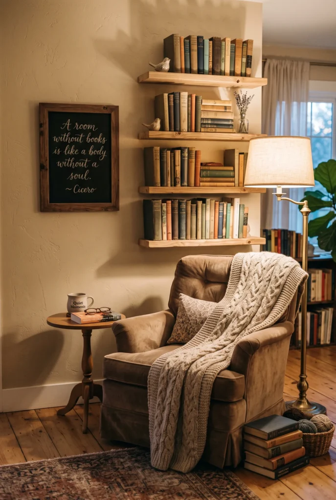 Cozy Reading Nook Quote Display
