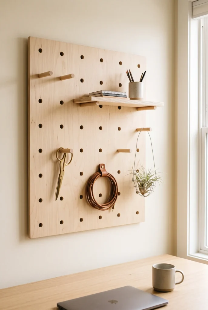 Custom Wooden Pegboard Organizer