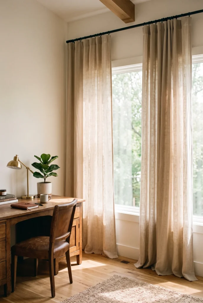 Earthy Linen Window Drapery