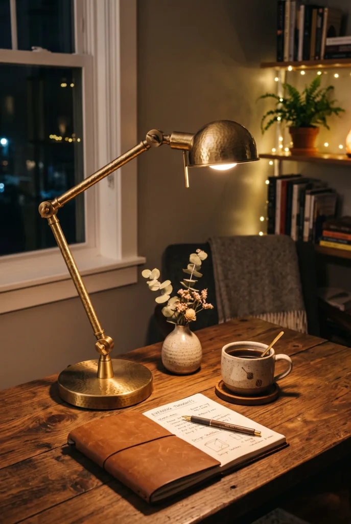Hammered Brass Desk Lamp