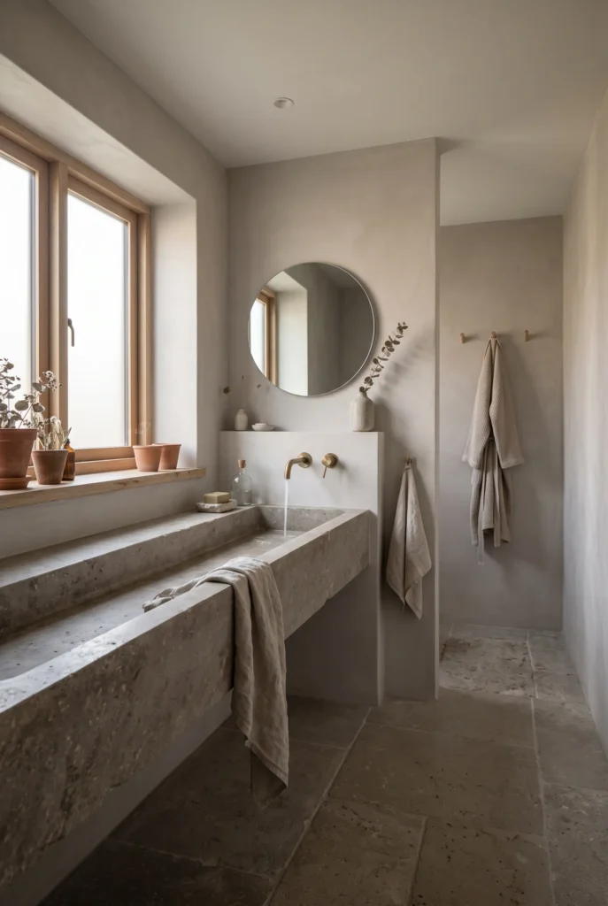 Integrated Stone Trough Basin