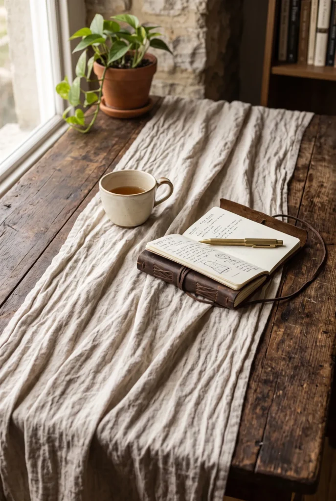 Layered Linen Desk Runner
