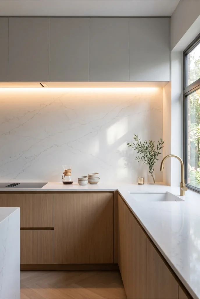Monolithic Quartz Backsplash