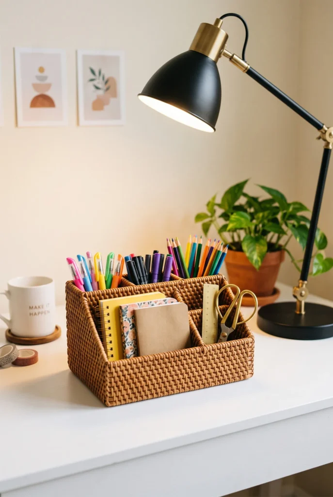 Rattan Desk Storage Caddy