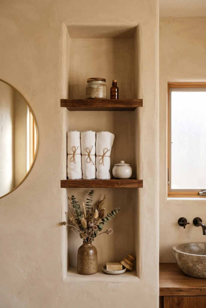 Recessed Wooden Shelving