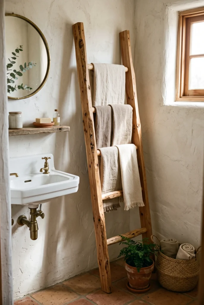 Rough Cedar Towel Ladder