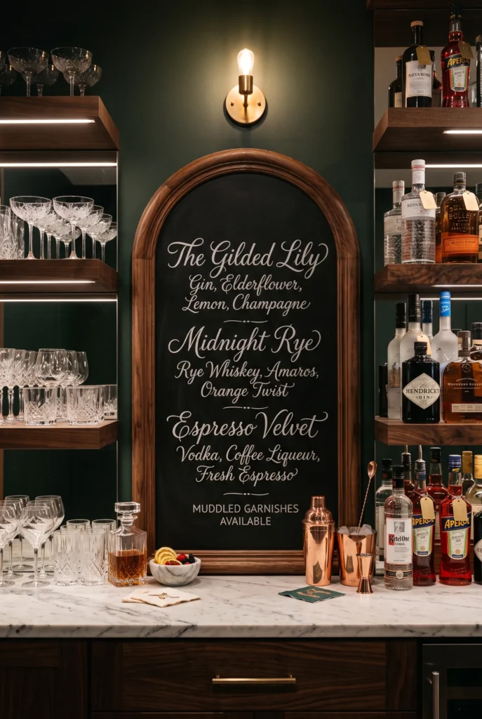 Rustic Home Bar Cocktail Menu