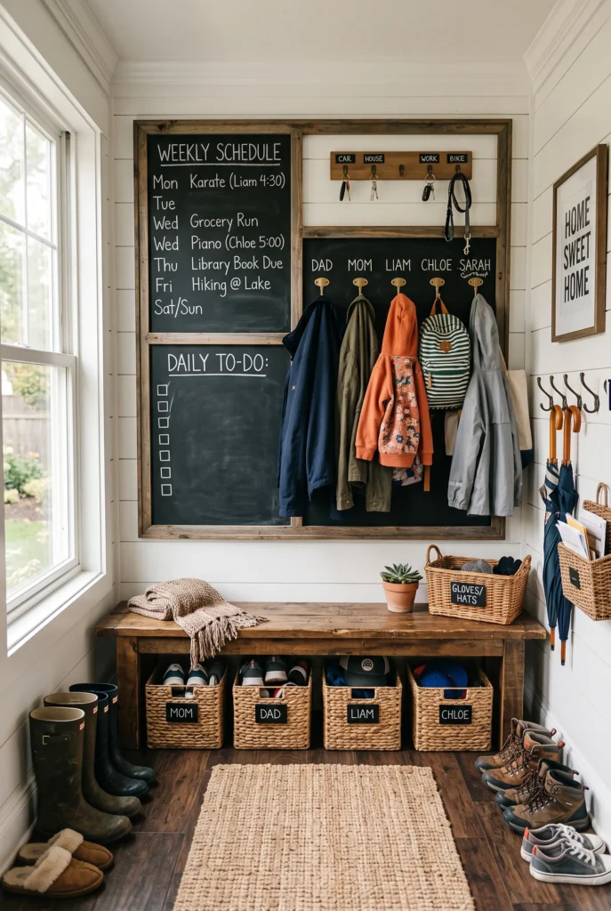 Rustic Mudroom Family Command Center