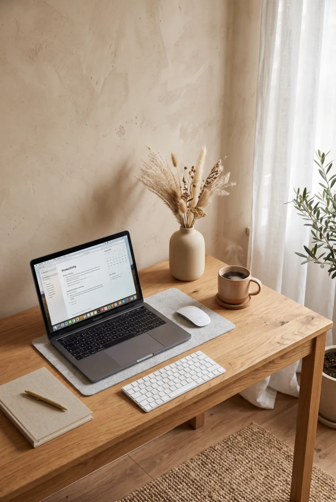 Warm Minimalist Wood Desk