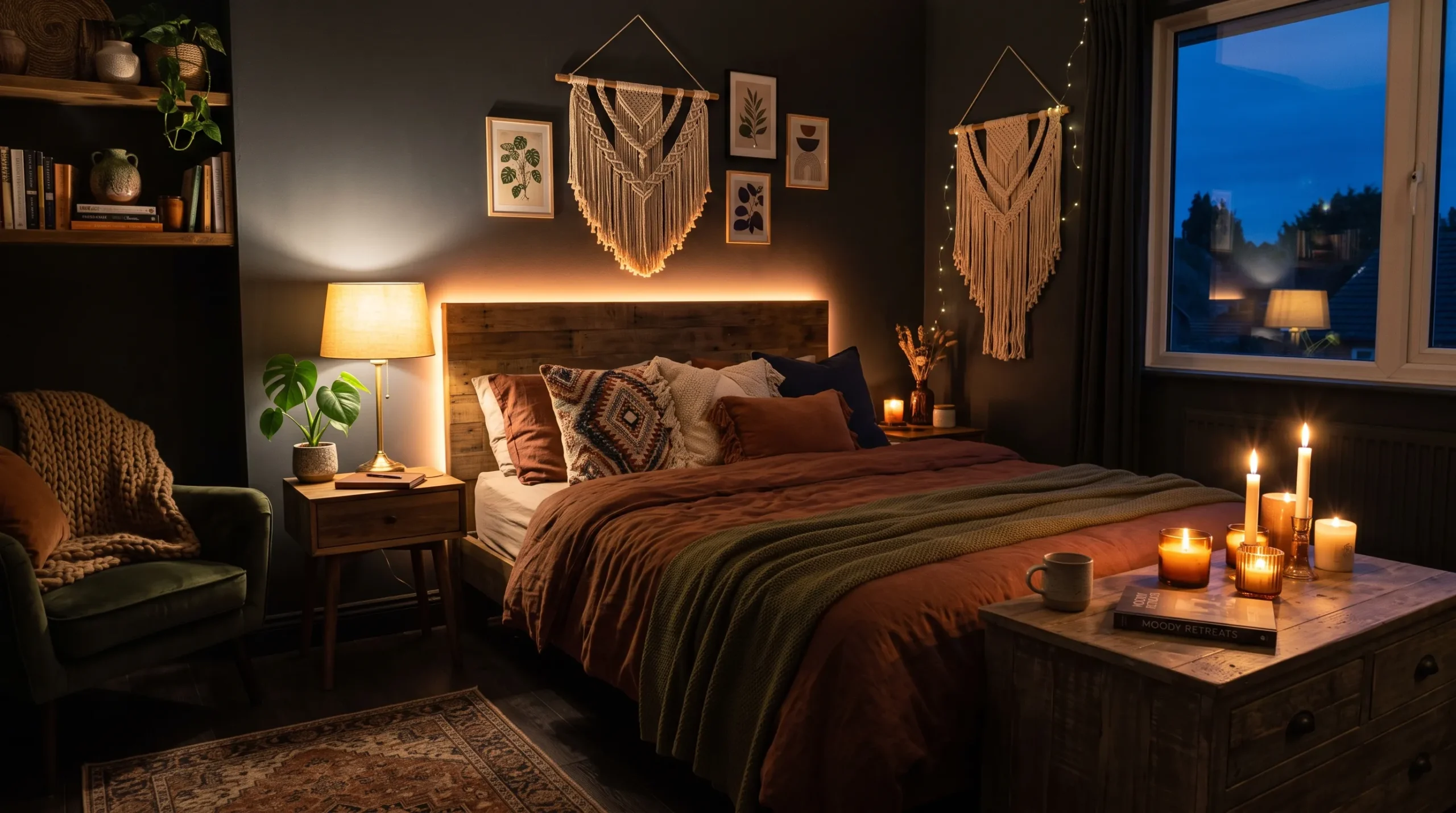 cozy dark boho bedroom ideas