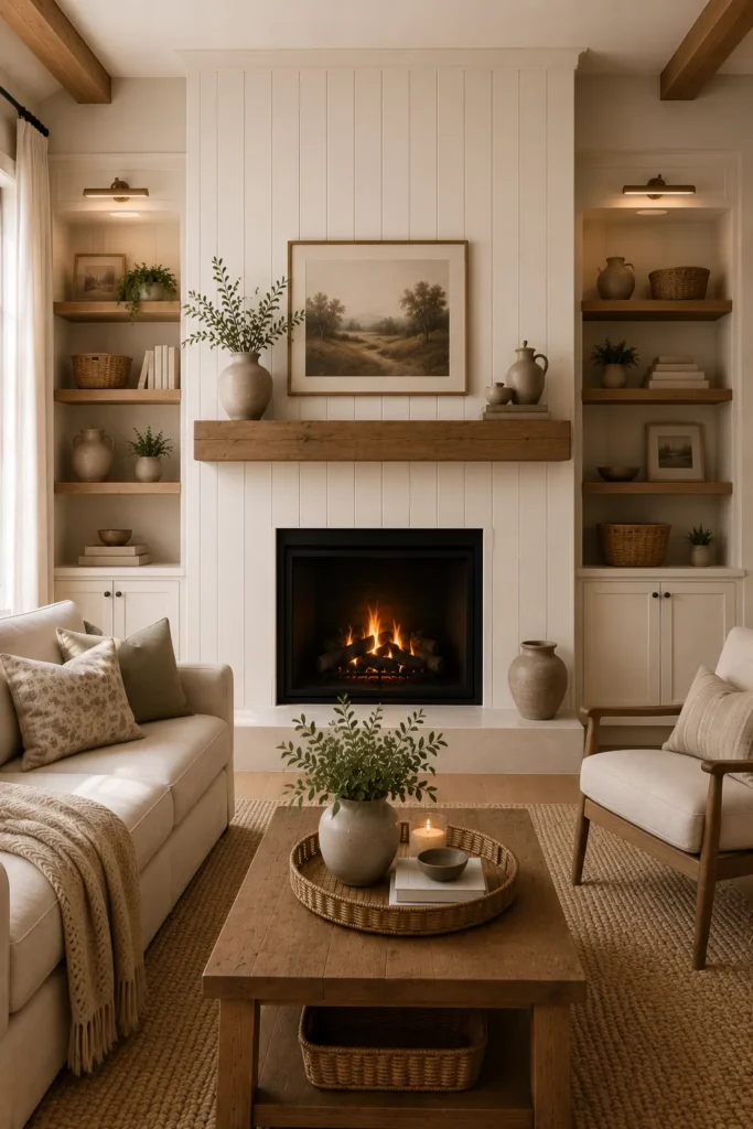 Shiplap Fireplace Wall