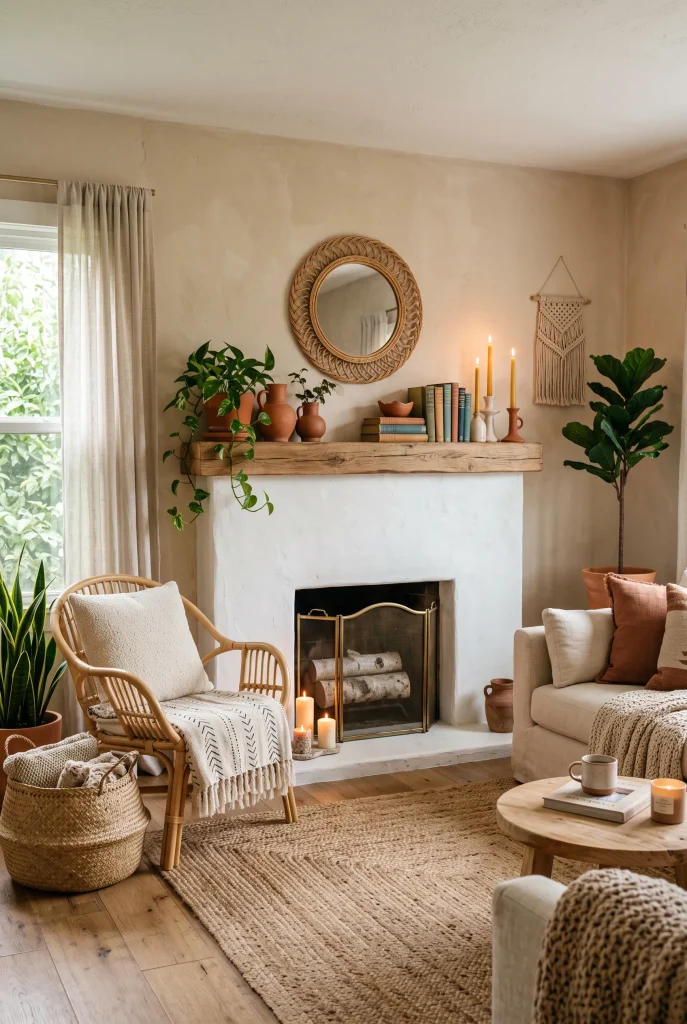 Bohemian Fireplace Styling