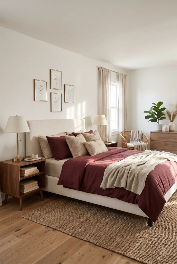 Burgundy Linen Bedding