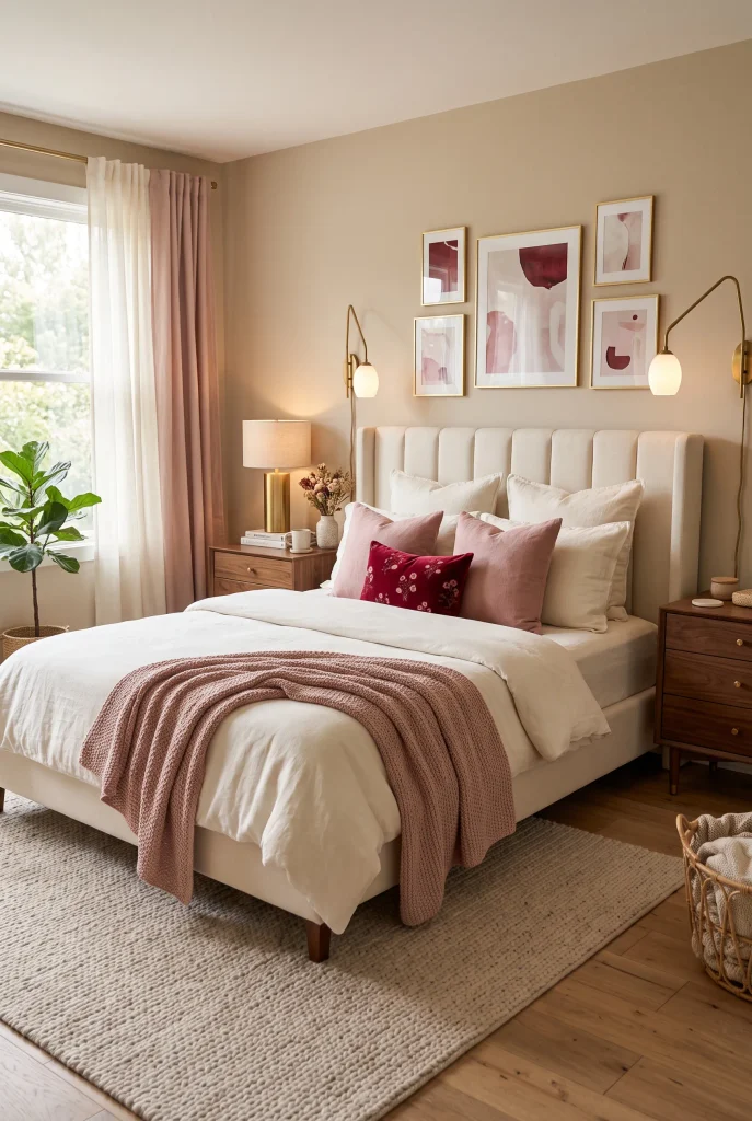 Cherry Red and Soft Pink