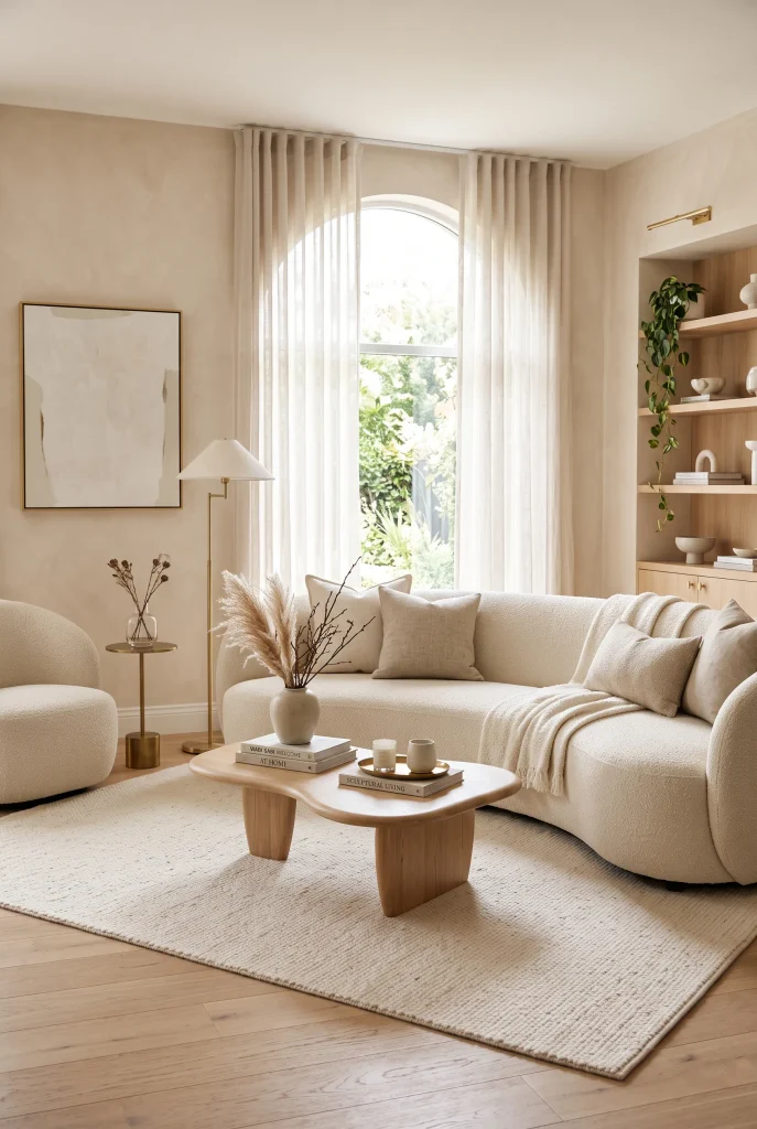 Curved Bouclé Sofa