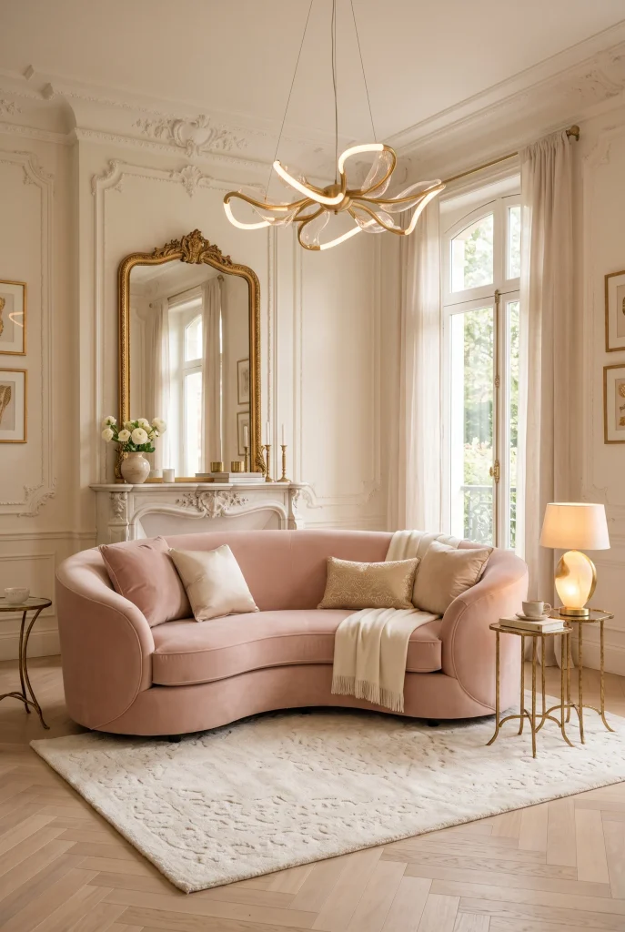 Curved Velvet Sofa