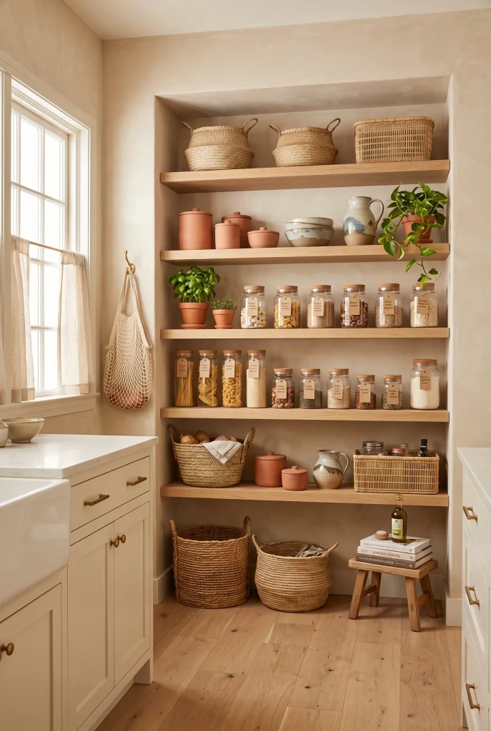 Earthy Open Pantry