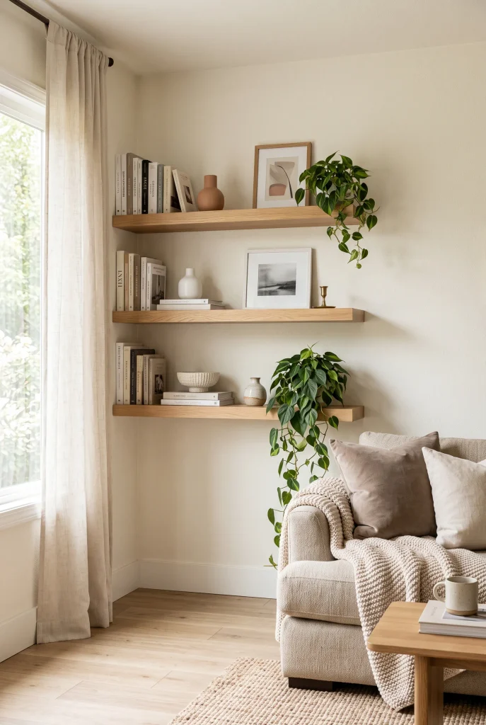Floating Wood Shelves