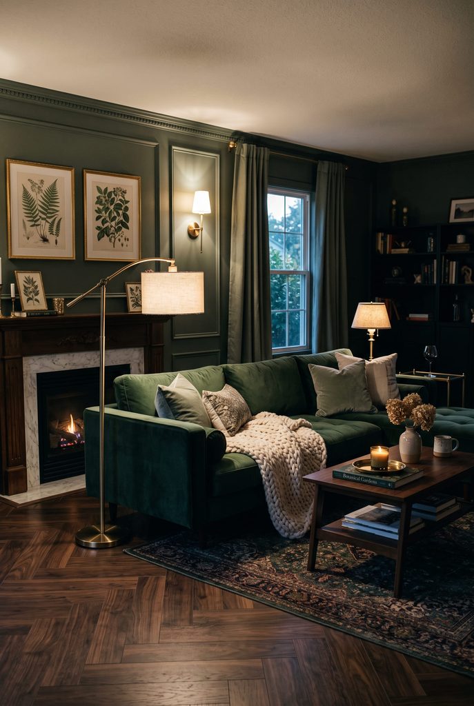 Forest Green Velvet Chaise