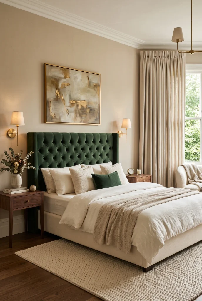 Green Velvet Headboard
