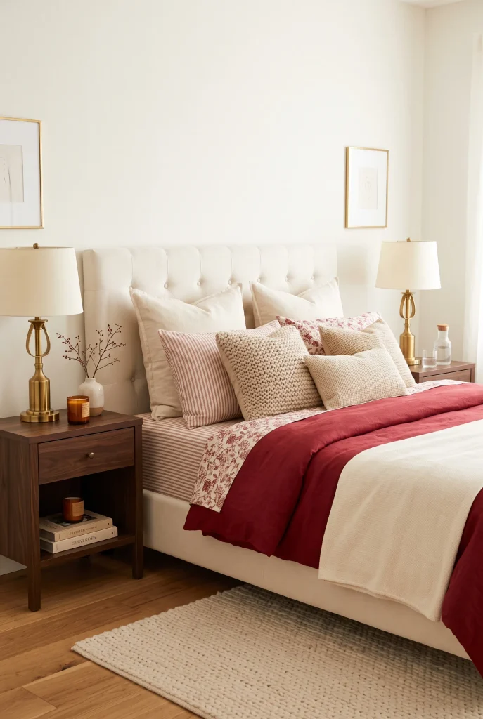 Red and Cream Bedding