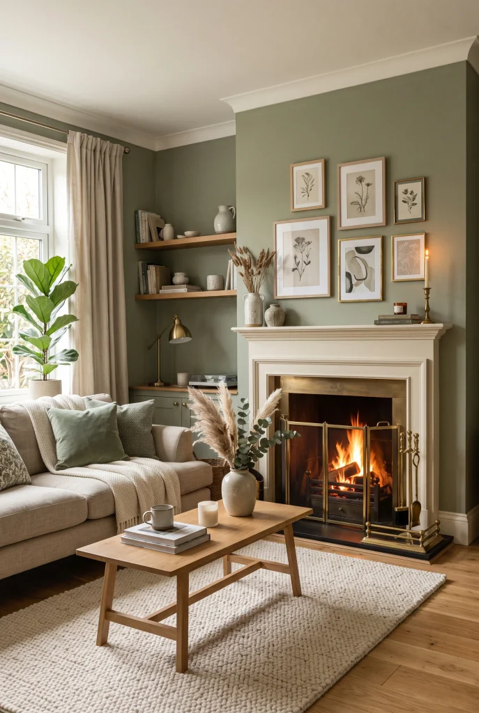 Sage Fireplace Wall