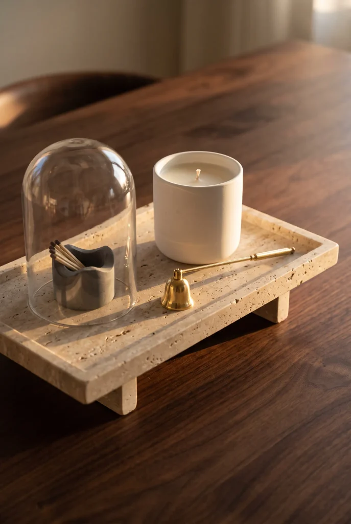 Sculptural Travertine Riser Trays
