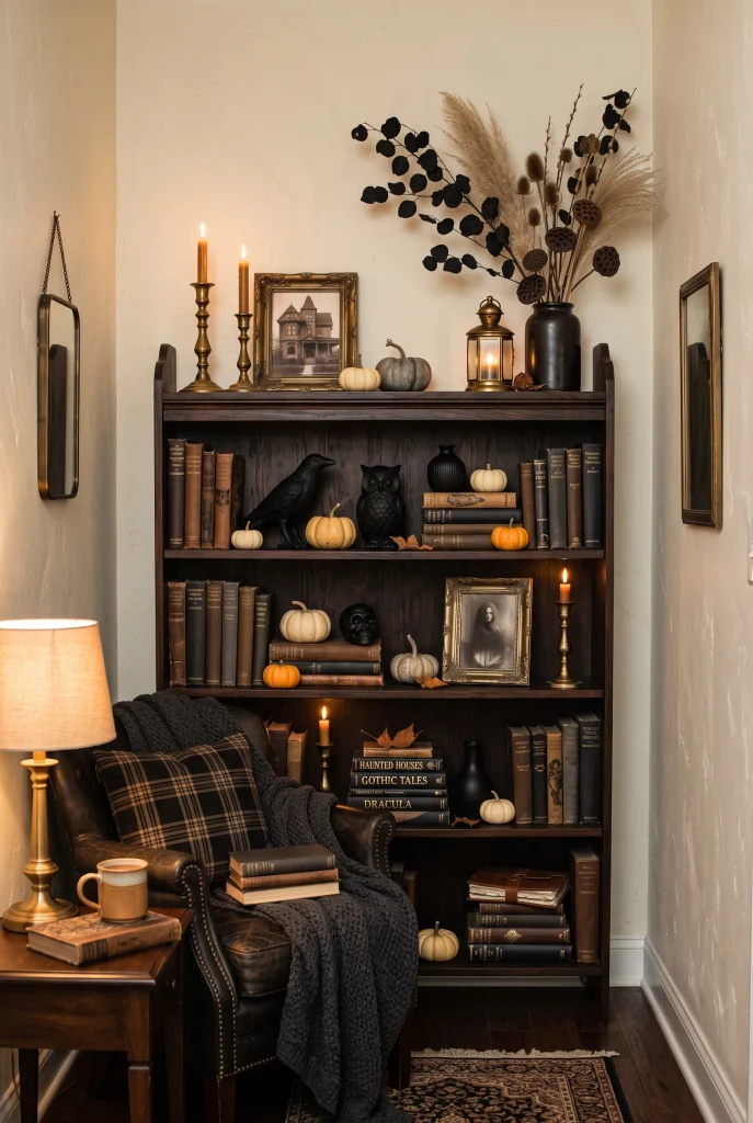 Spooky Bookshelf Styling
