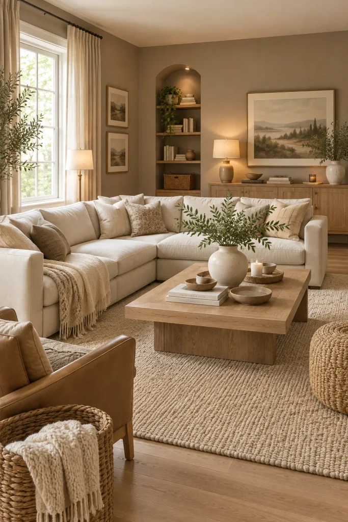 Taupe And Natural Wood