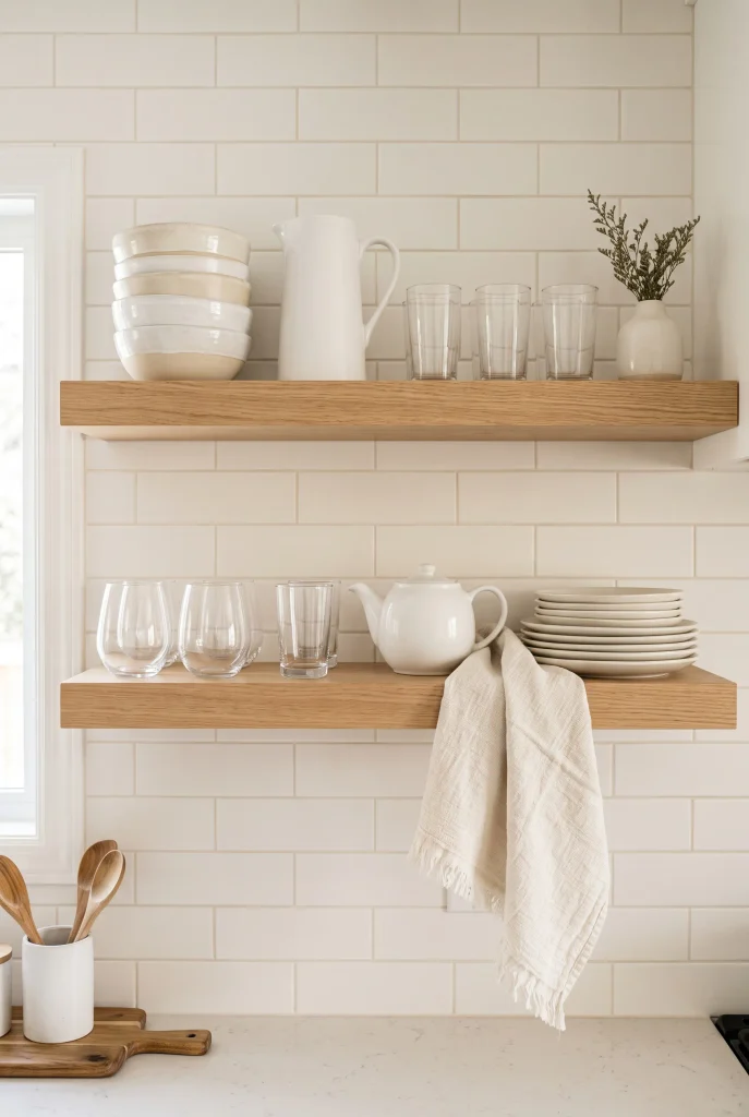 Tonal Open Shelving Vignettes