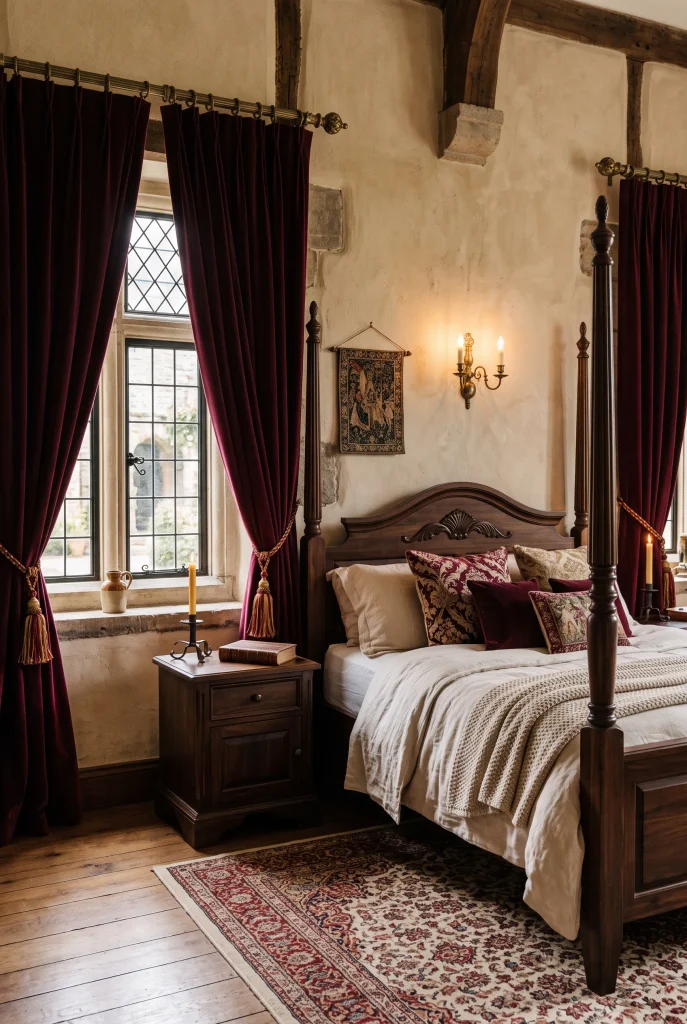 Velvet Draped Curtains