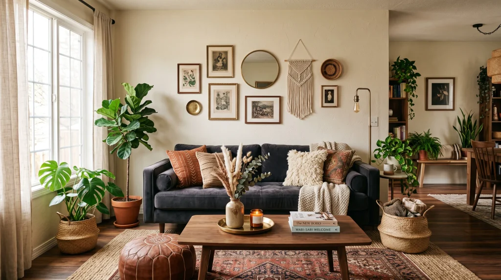 dark boho living room