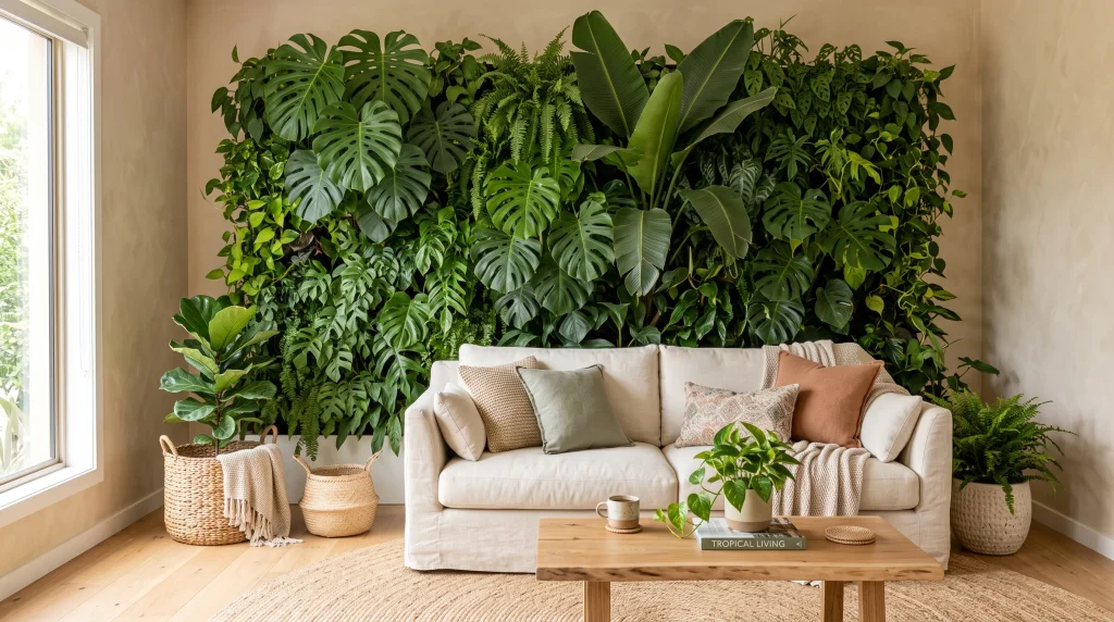 tropical jungle living room