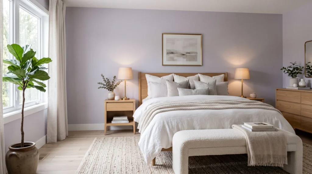 purple gray bedroom